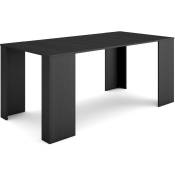 Skraut Home - Table console extensible, Console meuble, 180, Pour 8 personnes, Table à Manger, Style moderne, Noir