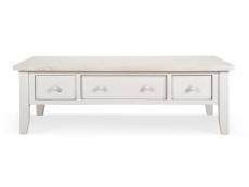 Table basse 3 tiroirs bois blanc 140x70x45cm - décoration