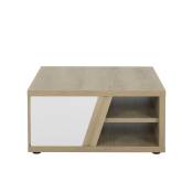 Table basse carrée effet bois chêne 1 tiroir mat