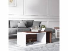 Table basse modulable, 70 x 42 x 34 cm, coloris blanc et noyer 8052773804318