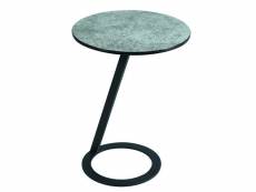 Table d'appoint bout de canapé en verre trempé / céramique coloris anthracite mat - diamètre 46 x hauteur 55 cm