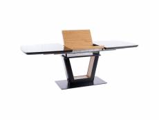 Table design extensible noire et bois avec plateau