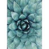 Tableu fleur bleu vert idéal pour chambre adulte | Tableau motif plante pour couloir | Tableau sur toile vert idéal déco salon 0,5 x 0,7 m