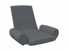 Vidaxl chaise pliable de sol gris foncé tissu