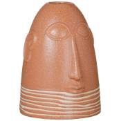 Zen Et Ethnique - Vase Visage en céramique ocre orange