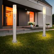 2x Lampes sur pied extérieures Garden Park Base en acier inoxydable Détecteur de mouvement de lumière Argent