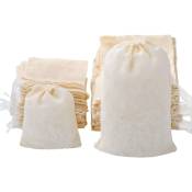 50 pcs Sac Filtrant en Coton 30×35 cm Pochon Tissu Réutilisable Sachet Toile de Jute Conception de Corde Twitching pour Infusion du Thé