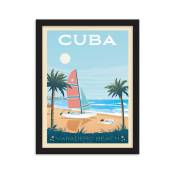 Affiche Cuba + Cadre Bois noir 30x40 cm