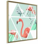 Affiche Murale Encadrée 'tropical Mosaic With Flamingos' 20 x 20 Cm Or - Paris Prix