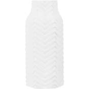 Beliani - Vase Décoratif de Forme Cylindrique Bouteille fabriqué en Grès Blanc Motif à Chevron 32 cm de Hauteur au Style Glamour