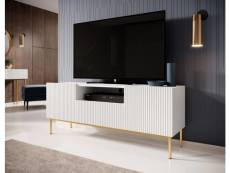 Bobochic meuble tv 150 cm avec niche kasha pieds or blanc