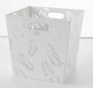 Boîte de rangement en métal perforé motif feuilles Mixxit coloris blanc
