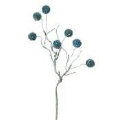 Branche de pompons pailletés artificielle bleue H50