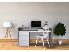 Bureau avec commode à trois tiroirs et une étagère, couleur béton et blanc, 110 x 77 x 60 cm 8052773117357