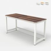Bureau rectangulaire bois 120x60cm design blanc moderne Bridgewhite 120 Couleur: Marron Noyer