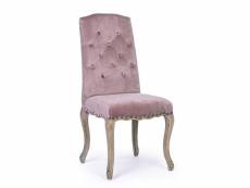 Chaise classique en bois velours rose diva 51 x 53 x 99 cm