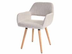 Chaise de salle à manger altena ii, fauteuil, design rétro des années 50 ~ tissu, crème/gris