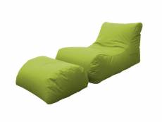 Chaise longue de salon moderne, made in italy, fauteuil avec repose-pieds en nylon, pouf rembourré pour chambre, 120x80h60 cm, couleur verte 805277361