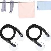 Coocheer - Lot de 2 cordes à linge de voyage avec crochets et ventouses, corde à linge rétractable portable, corde à linge réglable pour la maison,