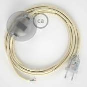 Creative Cables - Cordon pour lampadaire, câble RM00 Effet Soie Ivoire 3 m. Choisissez la couleur de la fiche et de l'interrupteur Transparent
