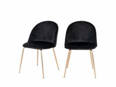 Geneve - lot de 2 chaises en velours et pieds dorés - couleur - noir