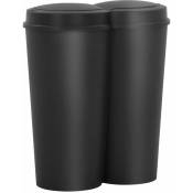 Helloshop26 - Poubelle double à ordures 50 litres noir - Noir