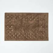 HOMESCAPES Tapis de bain piqué de carreaux 45 x 75 cm coloris chocolat - Chocolat