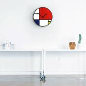 Horloge murale ronde Mondrian, design d'art contemporain