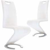 Kiza - Lot de 2 chaises design en simili cuir blanc