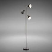 Lampadaire led vintage, lampe à pied design rétro, 3 spots orientables, ampoules E27 led ou halogène, hauteur 166,5 cm, métal noir blanc