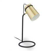 Lampe de bureau, luminaire en métal, abat-jour inclinable, douille E14, lumière de table à poser, doré/noir - Relaxdays