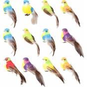 Linghhang - Lot de 12 Oiseaux decoratifs , Oiseaux Artificiels , Oiseaux Artificiels Multicolores sur Pinces, Oiseaux à Plumes avec Pince Oiseaux
