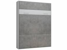 Lit escamotable loft blanc façade gris béton couchage 160 x 200 cm 20100892842