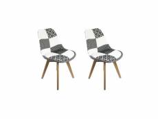 Lot 2 chaises patchwork noir et blanc - lidy 66087333LOT2
