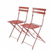 Lot de 2 chaises de jardin pliables - Emilia Terra Cotta- Acier thermolaqué - Terracotta