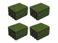 Lot de 32 dalles clipsables gazon artificiel vert