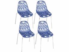 Lot de 4 chaises de cuisine nid d'abeille IKO (bleu)