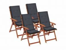Lot de 4 coussins de chaise de jardin en tissu anthracite 120x50x3 cm dec021543
