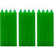 Lumar - Lot de bougies cylindriques non parfumées de 17,5 cm en cire de paraffine avec mèches en coton Bougies de couleur longues (vert, 48 bougies)