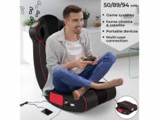 Miadomodo® fauteuil gaming à bascule - en simili cuir, haut-parleurs intégrés, avec système audio, ergonomique, pliable, noir-rouge - chaise à bascule
