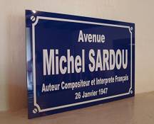 Noir & Mat Sérigraphie Michel SARDOU Plaque de Rue