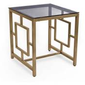 Ophir - Table basse carrée en verre noir et métal