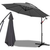 Parasol - parasol jardin, parasol deporté, parasol de balcon,Gris,3M - gris - Einfeben
