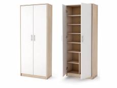Parla - armoire moderne avec tablettes et rangement chaussures - 180x74x35cm - meuble de rangement - style moderne - blanc/sonoma