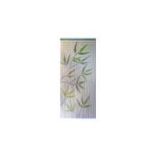 Rideau stick bambou motif feuilles 90L 90X200CM vert
