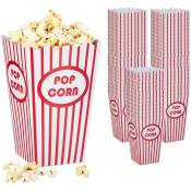 Sachets à popcorns, lot de 72, rayures, rétro, cinéma, accessoires pour soirée film, carton, rouge - blanc - Relaxdays