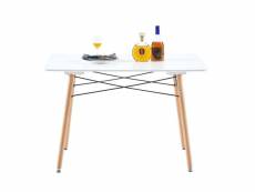 Table à manger rectangulaire de style scandinave mat blanc pour 4 à 6 personnes - 110 x 70 x 73 cm