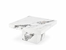 Table basse 80x80 cm aspect marbre blanc héraklion