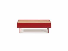 Table basse rectangulaire rouge-chêne - teulat arista - l 110 x l 60 x h 34 cm - neuf