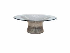 Table basse ronde - design en verre - barrel acier